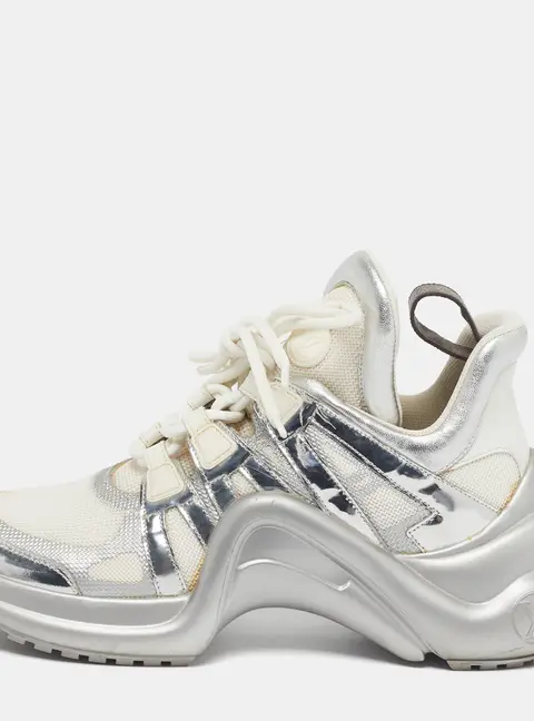 Louis Vuitton Archlight Size 37.5 White/Silver Leather and Mesh Lace Up Sneakers