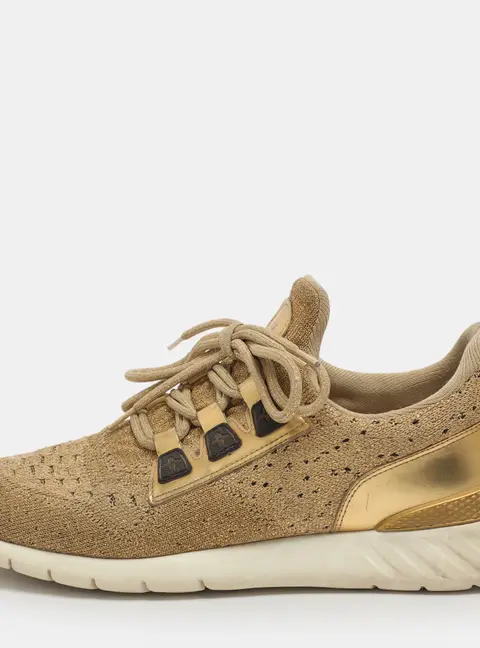 Louis Vuitton Aftergame Size 41 Gold Metallic Knit Fabric Low Top Sneakers
