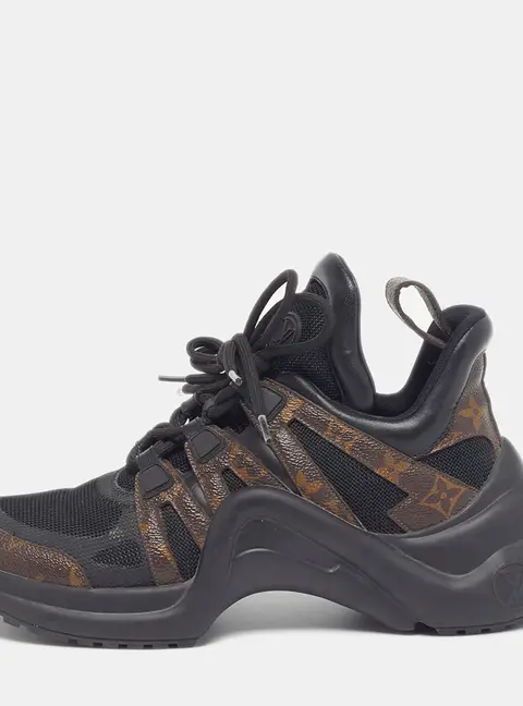 Louis Vuitton Archlight Size 39 Brown/Black Monogram Canvas and Mesh Lace Up Sneakers