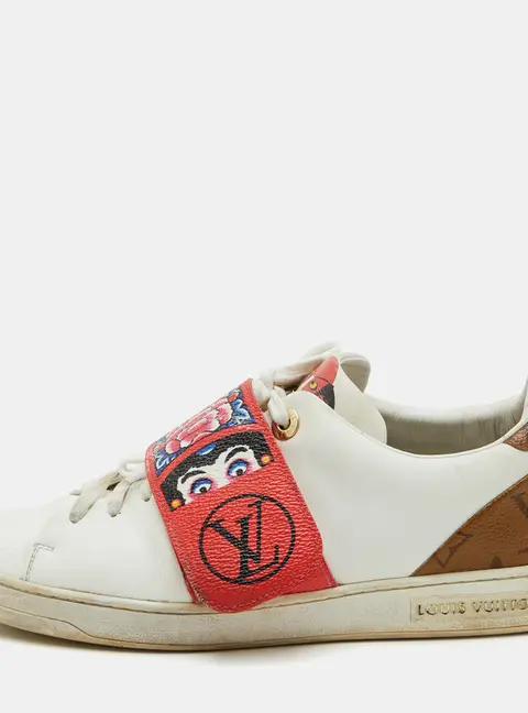 Louis Vuitton Kyoto Size 39 White Leather and Reverse Monogram Canvas Low Top Sneakers