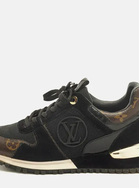 Louis Vuitton Run Away Size 36 Black Mesh, Monogram Canvas and Suede Low Top Sneakers