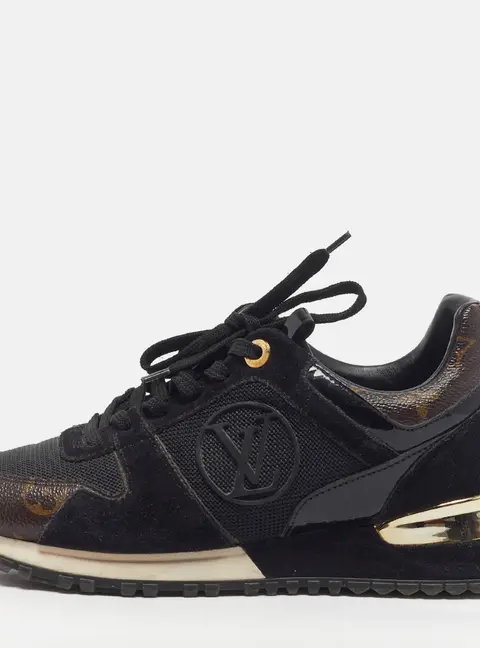 Louis Vuitton Run Away Size 36 Black/Brown Suede And Canvas Lace Up Sneakers