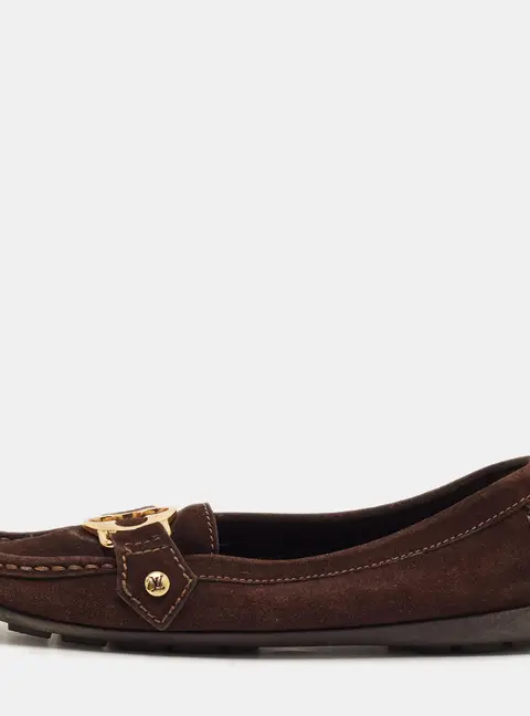 Louis Vuitton Oxford Size 36.5 Brown Suede Smoking Slippers