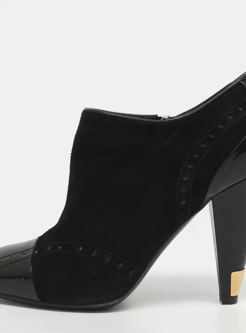 Louis Vuitton Mia Size 38.5 Black Patent Leather and Suede Boots