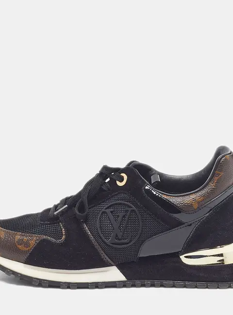 Louis Vuitton Run Away Size 37 Black/Brown Monogram Canvas and Mesh Low Top Sneakers