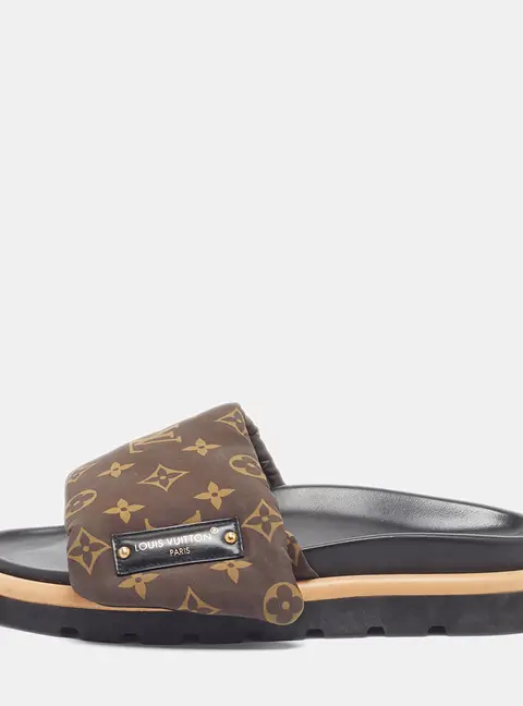 Louis Vuitton Pool Pillow Size 39 Brown Monogram Nylon Slide Sandals