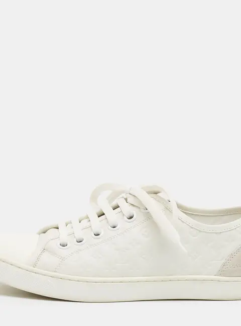 Louis Vuitton Punchy Size 37.5 White Leather Lace Up Sneakers