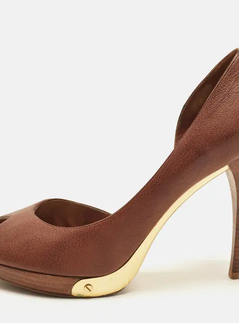 Louis Vuitton Fool Me Size 38.5 Brown Leather D'orsay Pumps