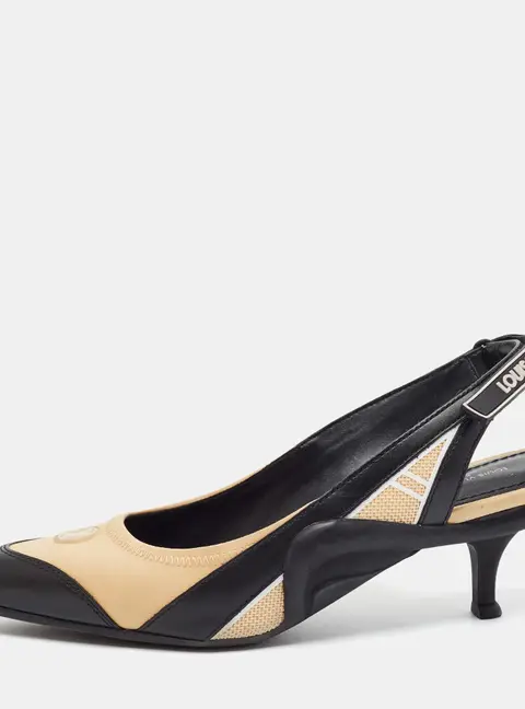 Louis Vuitton Archlight Size 38.5 Black/Beige Leather and Neoprene Slingback Pumps
