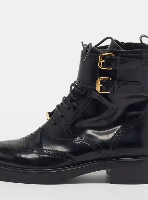 Louis Vuitton Midtown Size 39 Black Patent Leather Combat Boots
