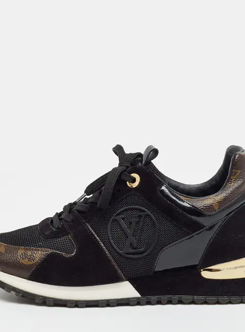 Louis Vuitton Run Away Size 37 Black Canvas and Mesh Lace Up Sneakers