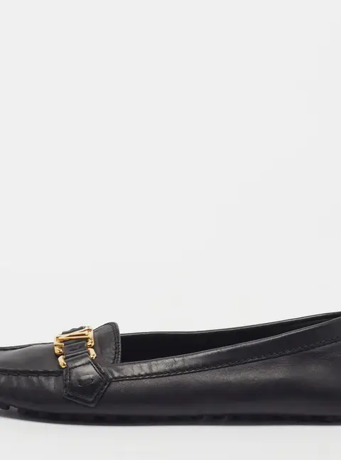 Louis Vuitton Oxford Size 37.5 Black Leather Loafers