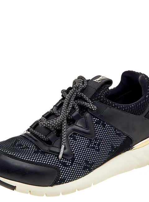 Louis Vuitton Black Leather And Mesh Low Top Sneakers Size 37