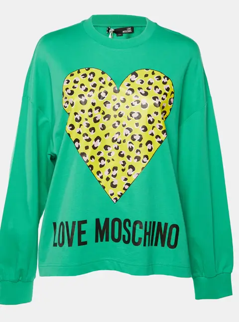 Love Moschino Green Logo Print Oversized Sweatshirt M