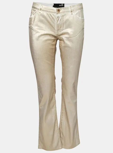 Love Moschino Gold Foil Print Denim Straight Fit Jeans M/Waist: 30.5"