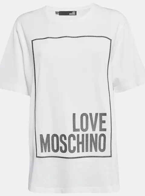 Love Moschino  White Metallic Print Jersey T-Shirt S