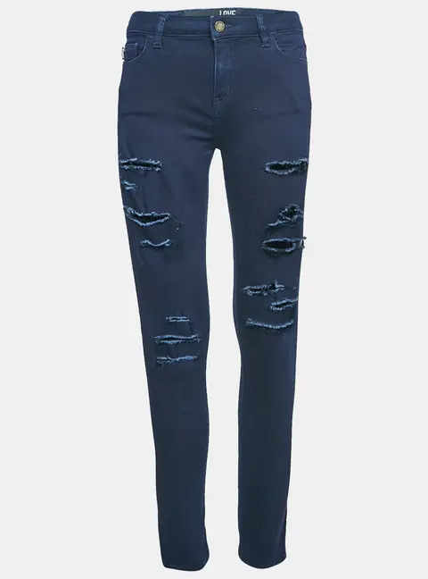 Love Moschino Navy Blue Ripped Denim Skinny Jeans M Waist 29"