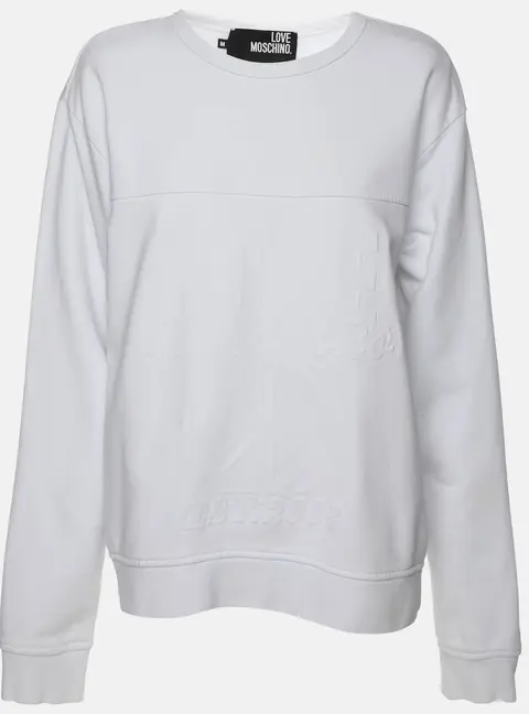 Love Moschino White Cotton Peace Sign Sweatshirt M