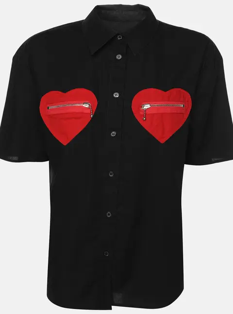 Love Moschino Black Cotton Heart Pocket Polo Shirt M