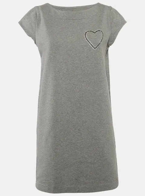 Love Moschino Grey Logo Embellished Cotton Knit Mini Dress M