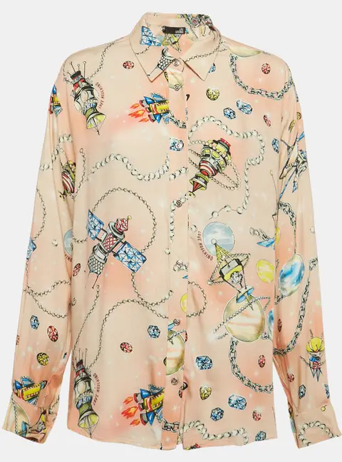 Love Moschino Multicolor Viscose Button Front Oversized Shirt M