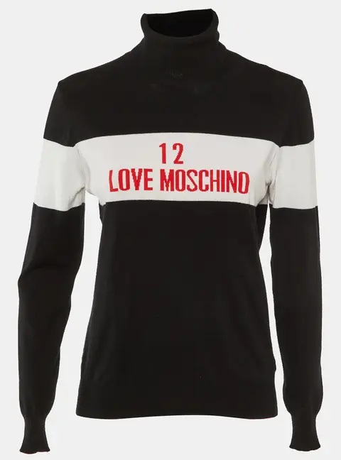 Love Moschino Black Logo Knit Turtle Neck Sweater M