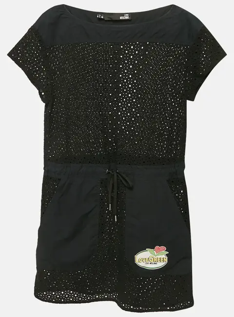 Love Moschino Black Broderie Anglaise Cotton Mini Dress S