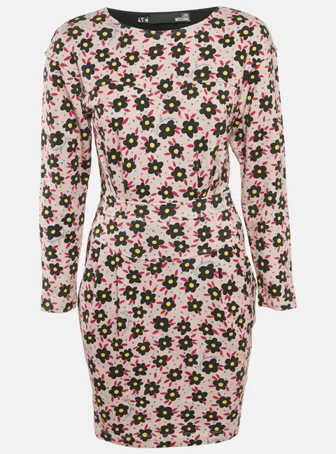 Love Moschino Pink Floral Print Cotton Jersey Mini Dress S