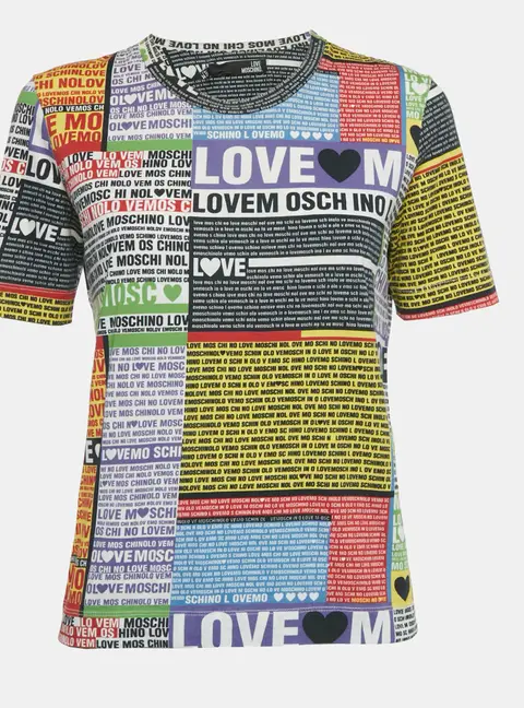 Love Moschino Multicolor All Over Print  Jersey T-Shirt S