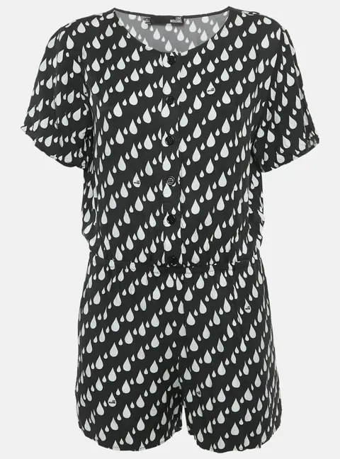 Love Moschino Black Drop Print Short Sleeved Playsuit M