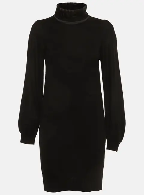 Love Moschino Black Knit Intarsia Turtle Neck Mini Dress S