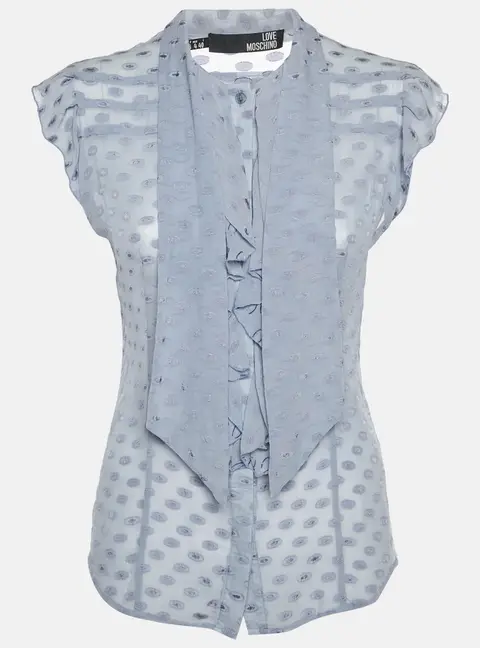 Love Moschino Lavender Fil Coupe Silk Frill Sheer Top S