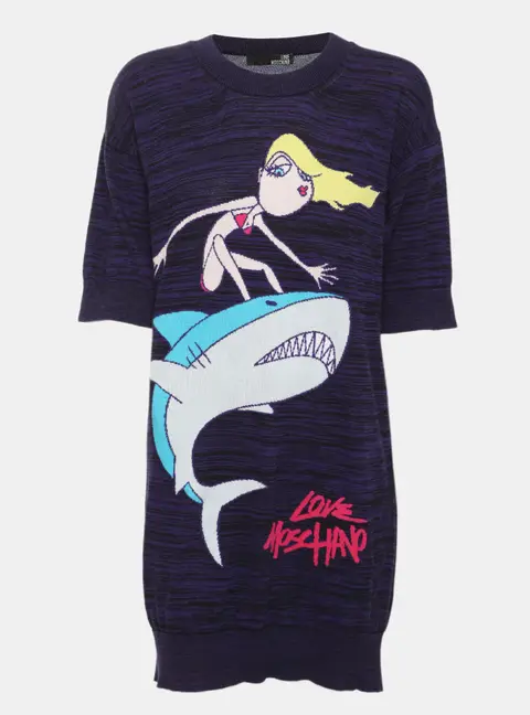 Love Moschino Purple Multicolor Printed Jersey Midi Dress S