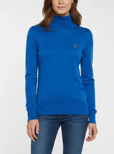 Love Moschino Blue Knitted Turtleneck Sweater S