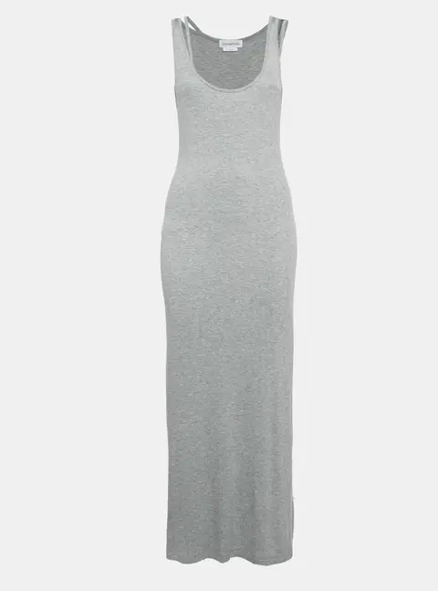 Lovers and Friends Grey Rib Knit Cut-Out Detail Sleeveless Maxi Dress M