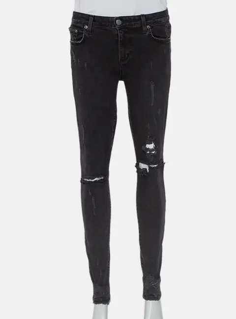 Lovers + Friends Black Denim Distressed Skinny Ricky Jeans M