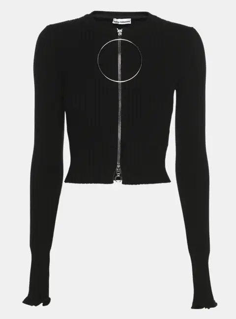 Paco Rabanne Black Knit Zip Full Sleeve Cardigan