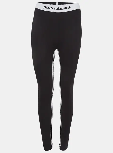 Paco Rabbane Black Jersey Logo Tape Detail Leggings L