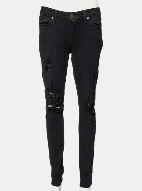 Paige Black Denim Ultra Skinny Distressed Verdugo Jeans M