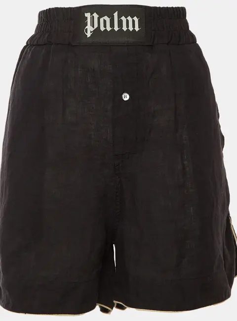 Palm Angels Black Linen Logo Detail Boxer Shorts L
