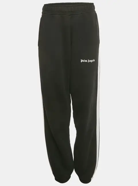 Palm Angels Black Logo Print Cotton Jogger Pants S
