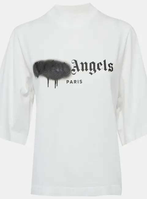 Palm Angels White Jersey Logo Detail T-Shirt S