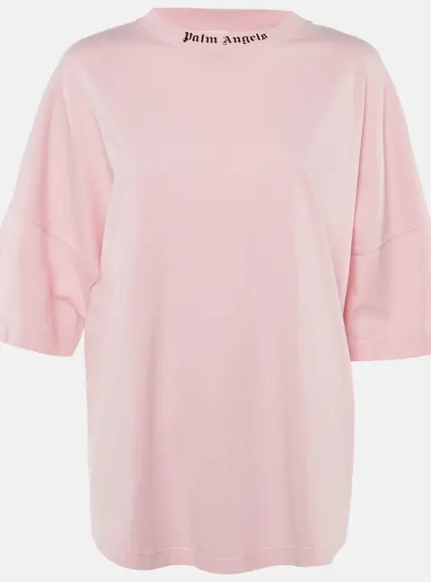 Palm Angels Pink Cotton Knit Oversized T-Shirt M