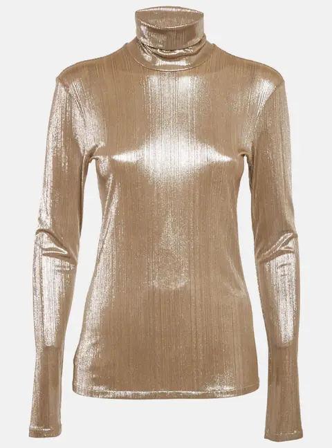 Pallas Metallic Lurex Knit Turtleneck Pullover S