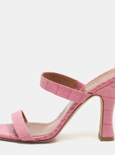 Paris Texas Pink Croc Embossed Leather Sandals Size 37