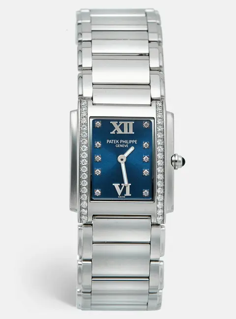 Patek Philippe Twenty-4 4910/10A-012 Blue Dial Stainless Steel Diamond Women's Wristwatch 25.10 mm