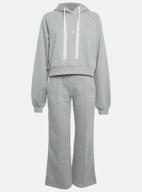 Patrizia Pepe Grey Logo Embossed Knit Set XS
