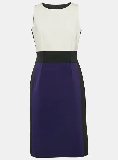 Paule Ka Multicolor Synthetic Color-Block Knee-Length Sleeveless Dress M