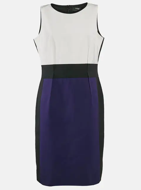 Paule Ka Multicolor Synthetic Color-Block Knee-Length Sleeveless Dress L