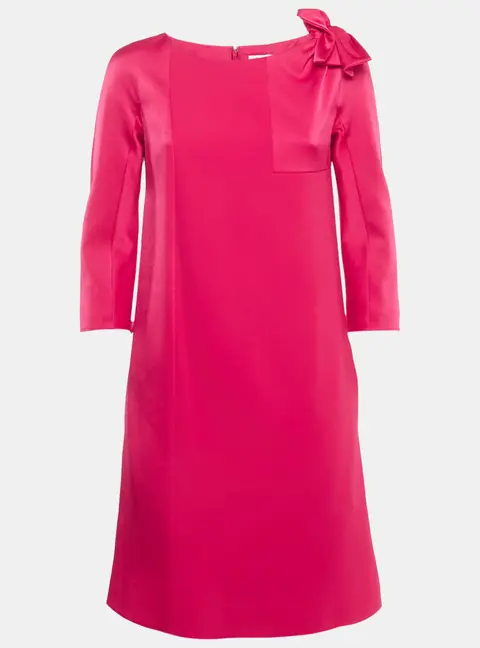 Paule Ka Pink Crepe Bow Detail Mini Shift Dress S